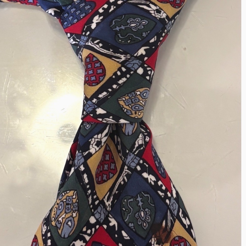 Vintage Addiction Silk Tie 90s Abstract Geometric Mosaic Medallion Multi-Color